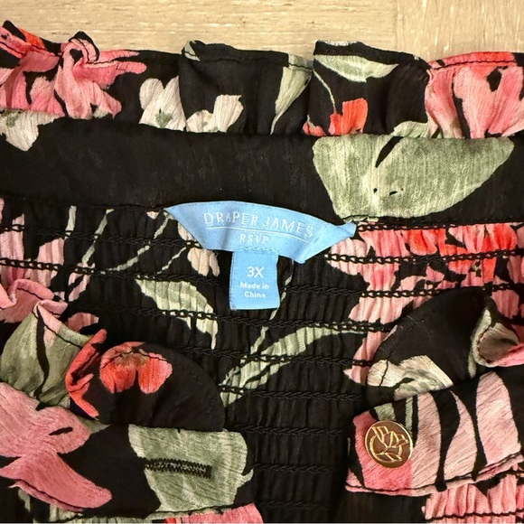 Draper James Black and Pink Floral Button Down Shirt - Picture 2 of 7